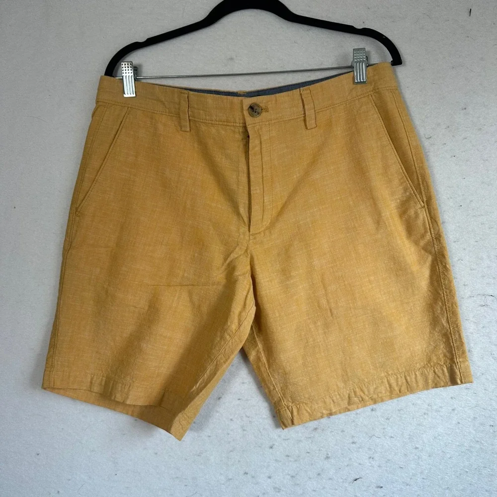 Banana Republic Mens Chambray Shorts Bundle 2 Pairs Yellow Pink Cotton Size 33